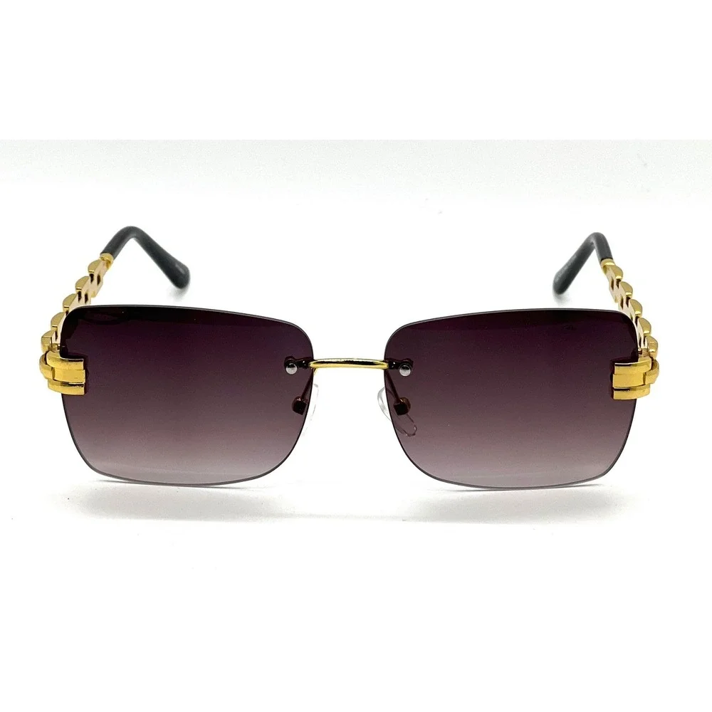 Men Sunglasses Square Metal Gold Frame UV400 Protection Outdoor Hip‎ Hop Style